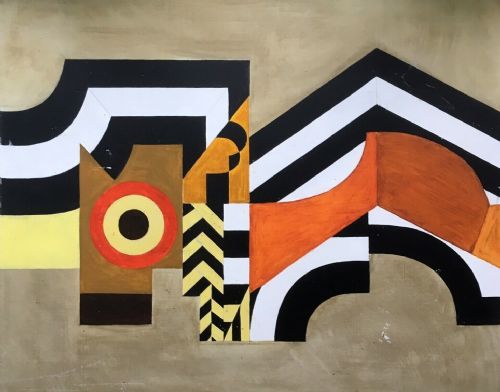 fig 1. Attributed to Olle Bonniér Swedish Artist Original Mid 20th Century Abstract Oil Painting Titled