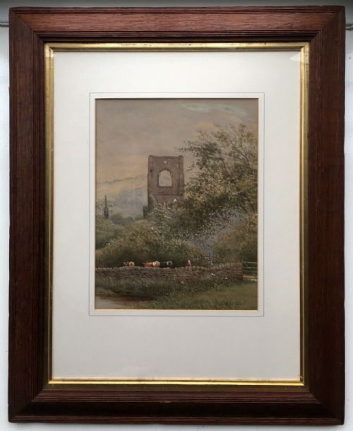Edward C Booth 1888 Signed Original 19th Century Antique Watercolour Painting Kirkstall Abbey, Leeds, Yorkshire