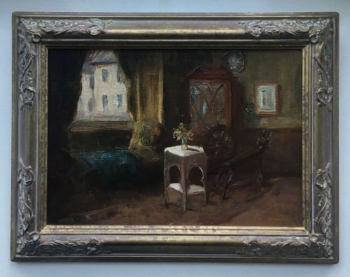 Fred Elwell R.A. Original Oil Painting Sketch Interior Scene with Malcolm Shields Provenance