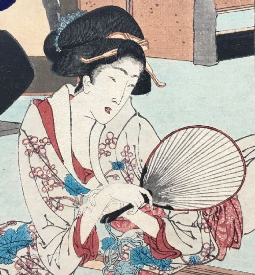 fig 3. Tsukioka Yoshitoshi One Hundred Aspects of the Moon # 5 Shadows of Pine Branches Antique Japanese Woodblock print