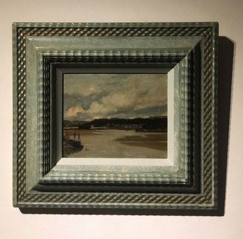 Tom Mostyn Signed Original Antique Oil Painting Conwy in Wales, from the Bay