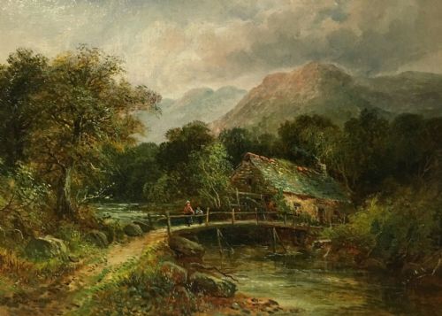 E Bennett the Old Mill at Dalgelly North Wales Original Antique Oil Painting