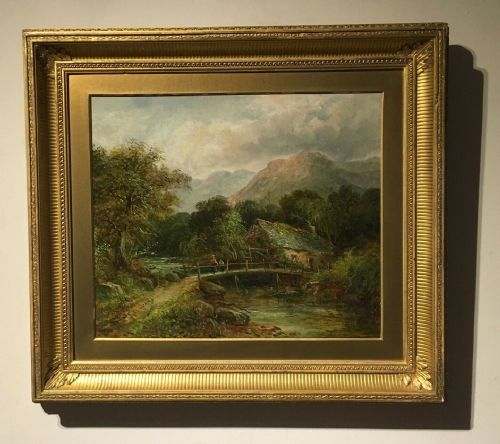 fig 1. E Bennett The Old Mill at Dalgelly North Wales Original Antique Oil Painting