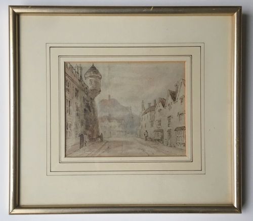 fig 1. Attributed to Thomas Hearne (1743-1817) Original English Antique Watercolour Painting Townscape Sketch Possibly Edinburgh
