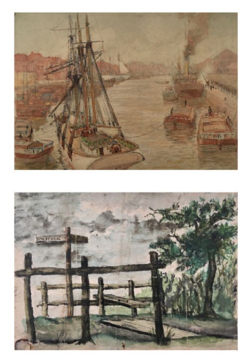 Thomas Jacques Somerscales (1842-1927) 2 Original Yorkshire Watercolour Paintings  Hull Postcards
