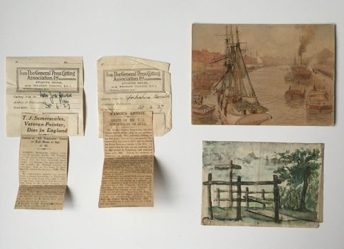 fig 1. THOMAS JACQUES SOMERSCALES (1842-1927) 2 Original Yorkshire Watercolour Paintings Hull Postcards