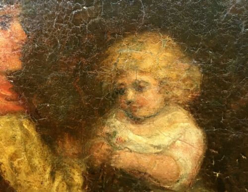 fig 2. 18th Century ENGLISH SCHOOL Antique Oil Painting Attributed to George Morland Gypsy Encampment
