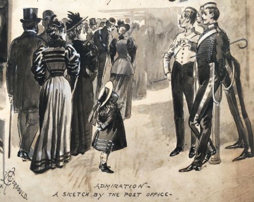 fig 1. Alfred Chantrey Corbould English Punch Artist 6 x Historical British Scene Study Sketches Presented in Frame