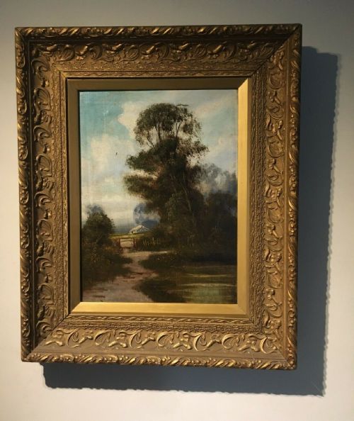 Signed Original Framed Antique Oil on Canvas Painting Woodland Landscape