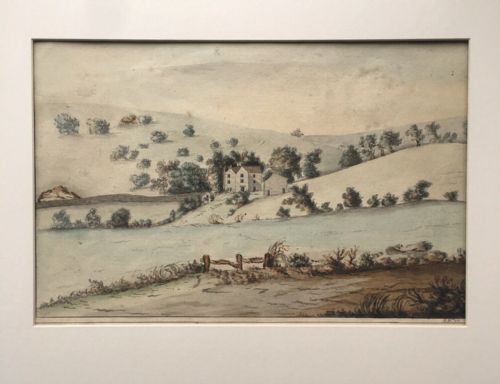 Original 18th Century 1795 English Antique Watercolour Painting Highfiels Country House