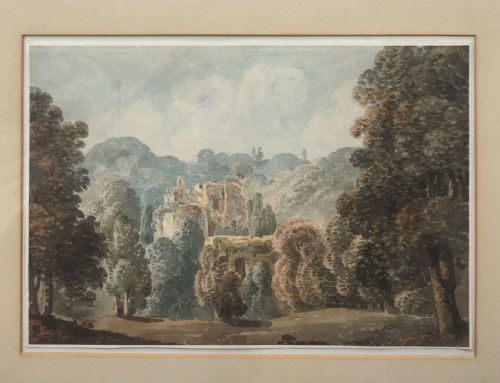 Original 1818 Antique Watercolour Painting of Castle Near Interlaken Switzerland