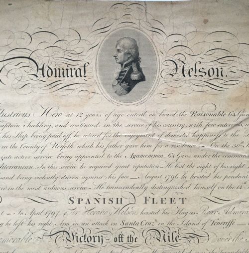fig 1. Original Very RARE Admiral Lord Nelson Antique Biographical Engraving