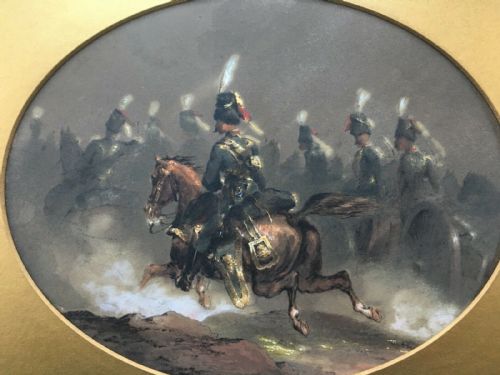 Manner of Orlando Norie Original 19th Century Antique Watercolour Painting Military Hussars