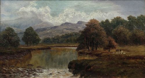 fig 1. A M Lowe 1902 Signed Original Antique Oil Painting Near Bala in North Wales