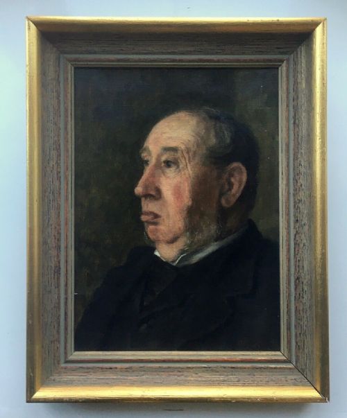 fig 1. JAMES WILLIAM BOOTH 1895 Original Antique English Oil Painting on Canvas Portrait of the Artists Father