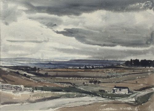 Claude Muncaster Original Watercolour Painting "Rainy Day, Denbighshire"