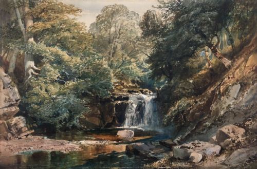 William Collingwood Smith Antique Watercolour Painting Watersmeet North Devon