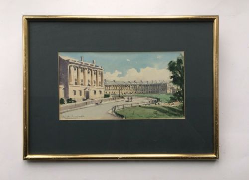 Claude Muncaster Signed Original 20th Century Watercolour Painting Royal Crescent, Bath, England