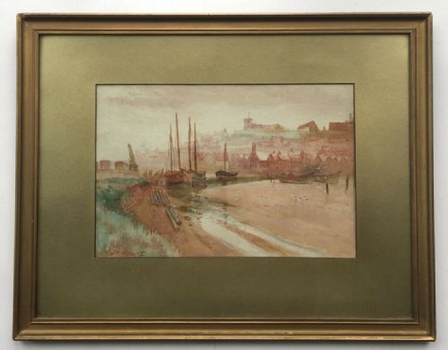 fig 1. John Wynne Williams Signed Vintage Original Watercolour Painting Whitby Tide Out