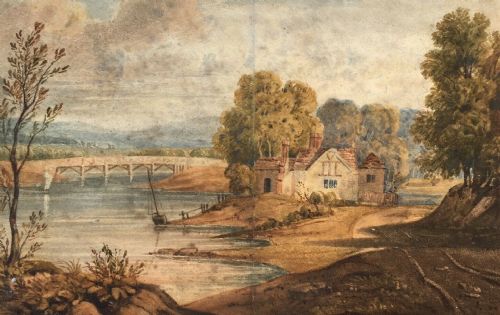 fig 1. On the Medway by Sutton, English School Original Antique Watercolour Landscape Painting