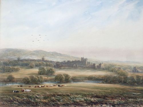 James Orrock Signed Original Antique Watercolour Painting Alnwick Castle 1895 Northumberland Landscape