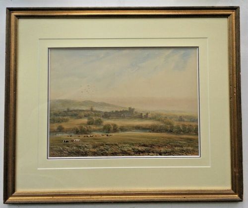 fig 1. James Orrock Signed Original Antique Watercolour Painting Alnwick Castle 1895 Northumberland Landscape