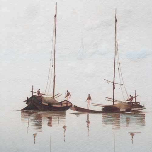 fig 1. Gopal Ghose (G. Ghose) India Indian Original Antique 1927 Watercolour Painting