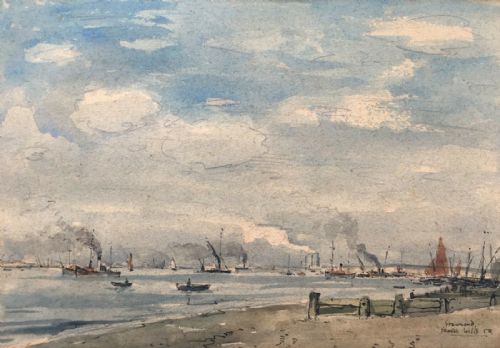 Ernest Wills Signed Gravesend 1950 Kent Original English Watercolour Painting