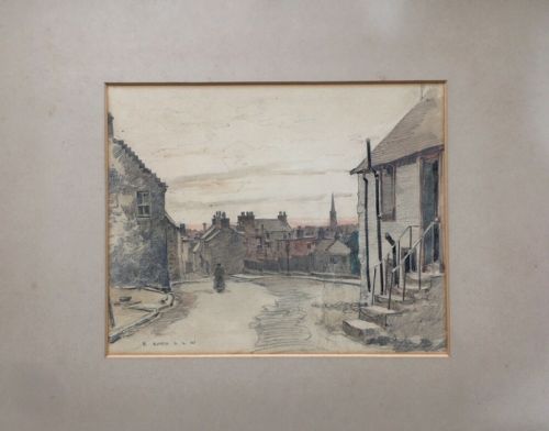 fig 1. ROBERT EADIE RSW Original Vintage Pencil & Watercolour Painting Glasgow Street Study Scotland