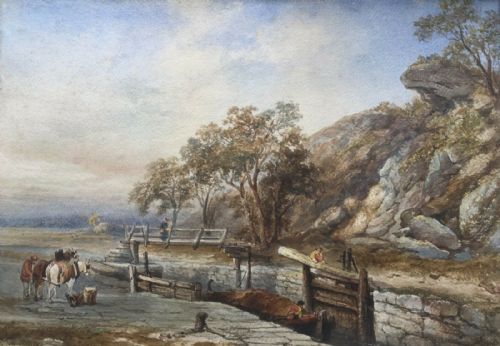 Original Signed Antique Watercolour Painting Shipley Glen Yorkshire Landscape Leeds Liverpool Canal