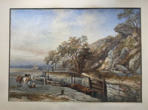 fig 1. Original Signed Antique Watercolour Painting Shipley Glen Yorkshire landscape Leeds Liverpool Canal