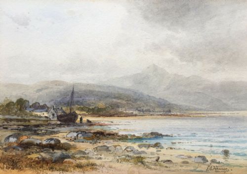 E a Krause Signed Early 20th Century Original Watercolour Painting Brodick Bay, Arran Isle Scotland