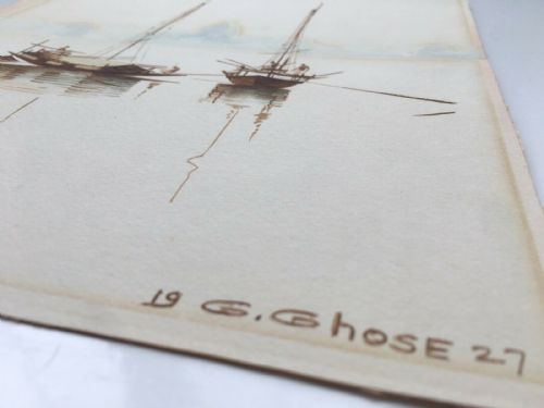 fig 1. Gopal Ghose (G. Ghose) Signed India Indian Original Antique 1927 Watercolour Landscape Painting