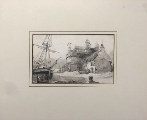 fig 1. Henry Barlow Carter Original Drawing The Old Ferry House Oreston Plymouth Devon