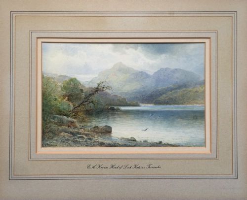 fig 1. E A KRAUSE Signed Original Watercolour Painting loch Katrine Trossachs Scotland