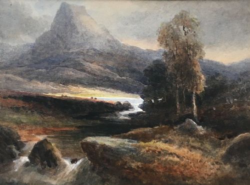 fig 1. F W BOOTY Signed Original 19th Century Antique Watercolour Painting Loch Achray, Scotland Landscape