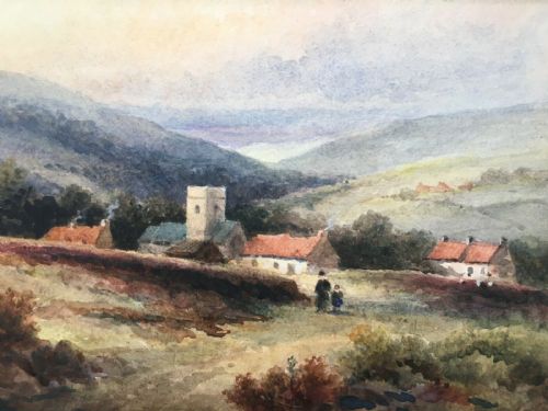 fig 1. F W BOOTY Signed Original 19th Century Antique Watercolour Painting Goathland, Nr Whitby North Yorkshire Moors Landscape