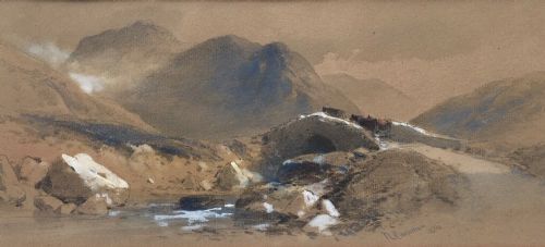T L Rowbotham Signed Dated 1864 Original English Antique Watercolour Painting Cumbrian Landscape Cattle View