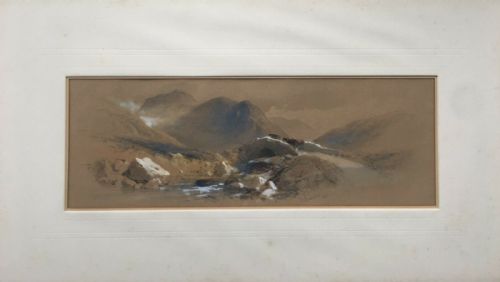 fig 1. T L Rowbotham Signed Dated 1864 Original English Antique Watercolour Painting Cumbrian Landscape Cattle View