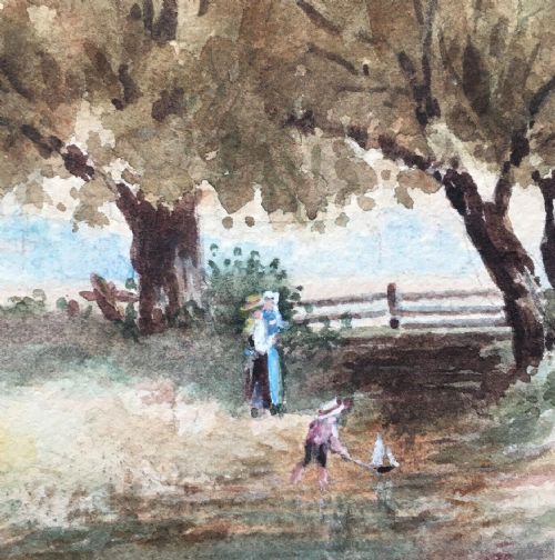 fig 1. Fred Kitchener Signed (Lord Kitchener's Cousin) 1899 Original English Antique Watercolour Painting Landscape 1