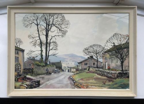 fig 1. WALTER CECIL HORSNELL Original 20th Century English Watercolour Painting APPLETREEWICK WHARFEDALE Yorkshire Landscape