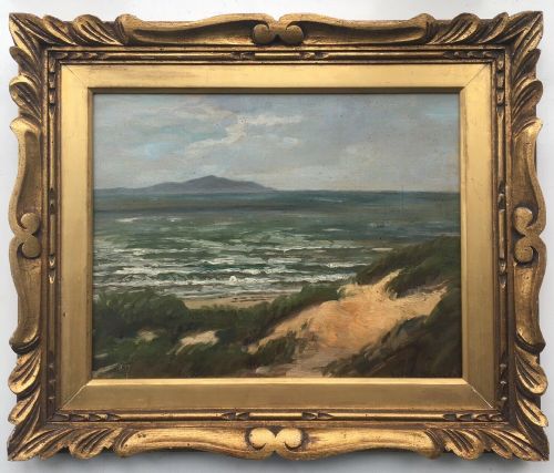 Luplau Janssen Danish Original Antique Oil Painting Scandinavian Coast Landscape