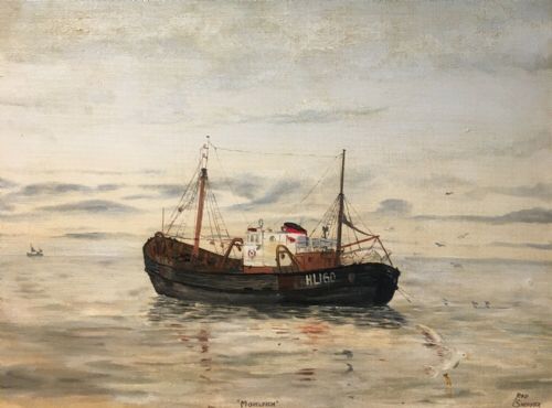 Rod Sheader Signed Original Oil Painting "Moreleigh" Hartlepool Fishing Boat