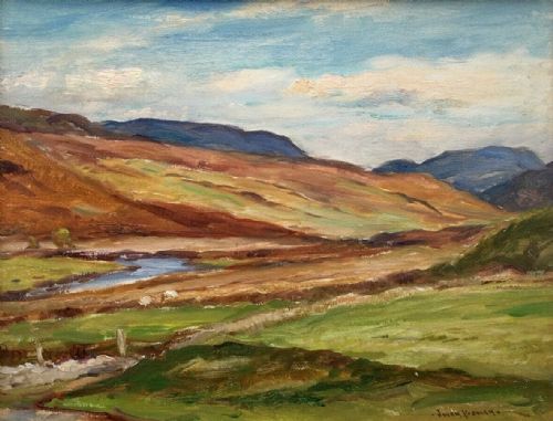 fig 1. OWEN BOWEN Signed Original Mid 20th Century English Oil Painting on Board An Upland Yorkshire Landscape