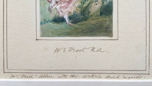 fig 1. Attributed to William Edward Frost R.A. (1810-1877) Original Antique Watercolour & Ink Painting Study of a Classically Dressed Girl with a Flower Garland