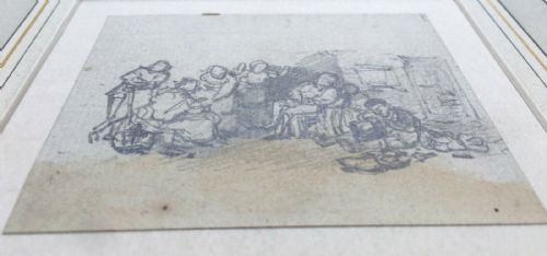 fig 1. Attr. David Wilkie R.A. Original 19th Century Antique Pencil Drawing Study Figures Outside an Inn
