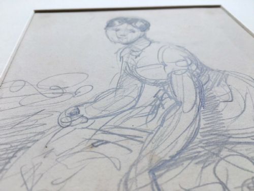 fig 2. Sir George Hayter Original 19th Century Antique Portrait Pencil Drawing The Flower Girl