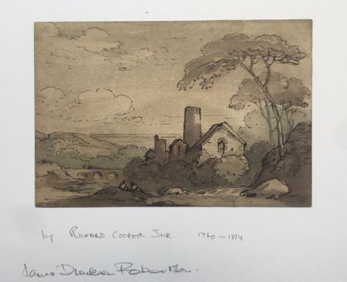 Attributed to Richard Cooper Jnr Original 18th Century English Antique Watercolour Painting Landscape Study