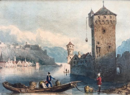 Manner of Samuel Prout View of the Rhine Original Antique Watercolour Painting