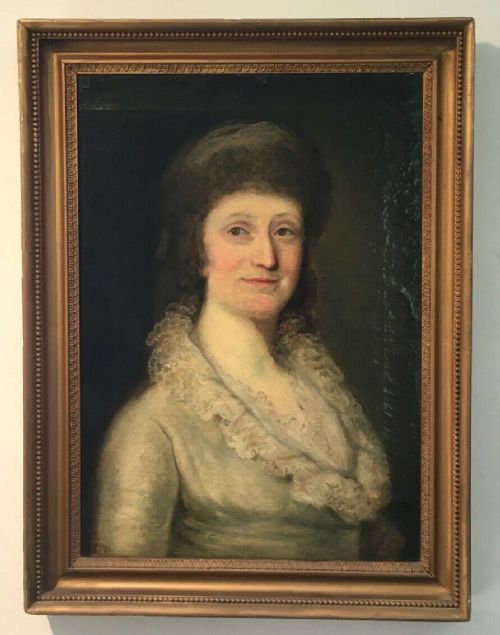 Follower of Thomas Gainsborough Original 18th Century English Antique Oil Painting of Lady in a White Dress